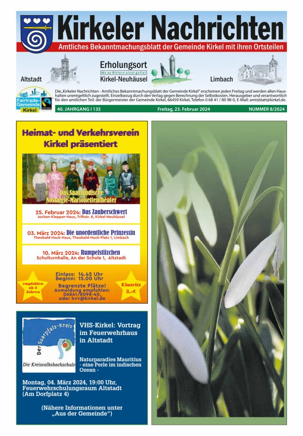 Kirkeler Nachrichten Titelblatt 08/2024