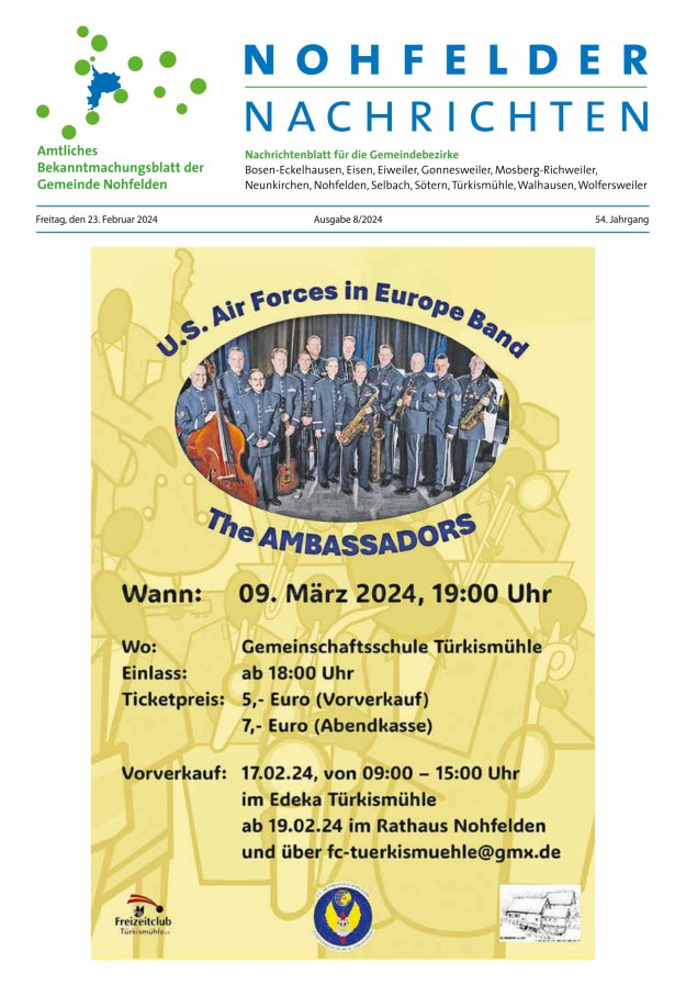 Nohfelder Nachrichten Titelblatt 08/2024
