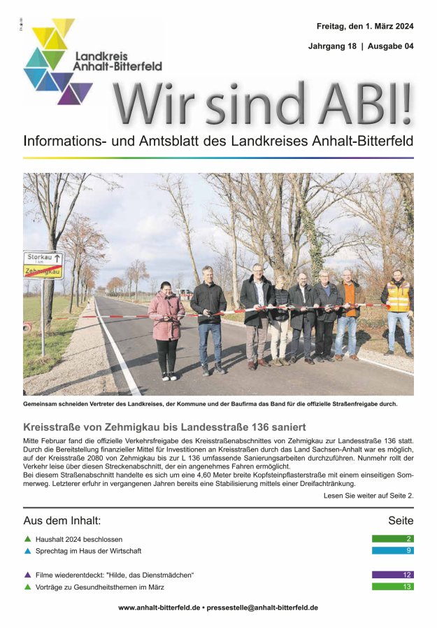 Informations- und Amtsblatt des LK Anhalt-Bitterfeld Titelblatt 04/2024
