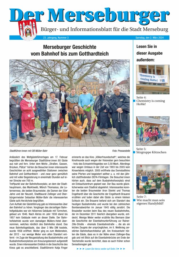 Der Merseburger - Bürger- und Informationsblatt für die Stadt Merseburg Titelblatt 03/2024