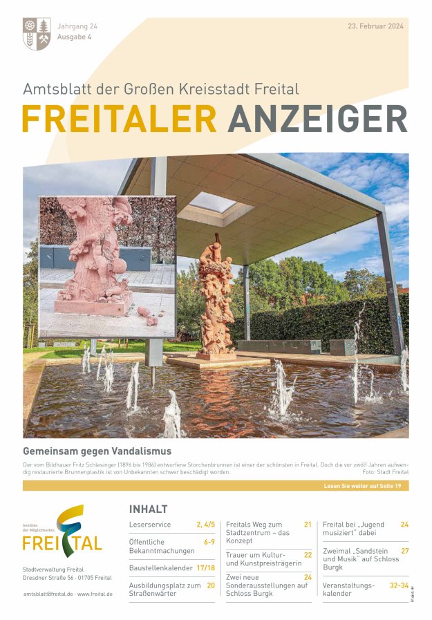 Freitaler Anzeiger - Amtsblatt der Großen Kreisstadt Freital Titelblatt 04/2024