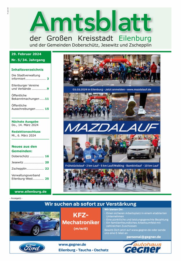 Muldespiegel und Amtsblatt der Großen Kreisstadt Eilenburg und der Gemeinden Titelblatt 05/2024