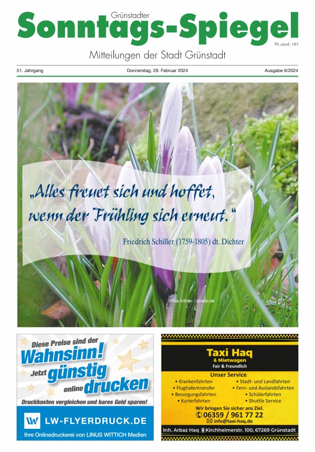 Grünstadter Sonntags-Spiegel Titelblatt 09/2024