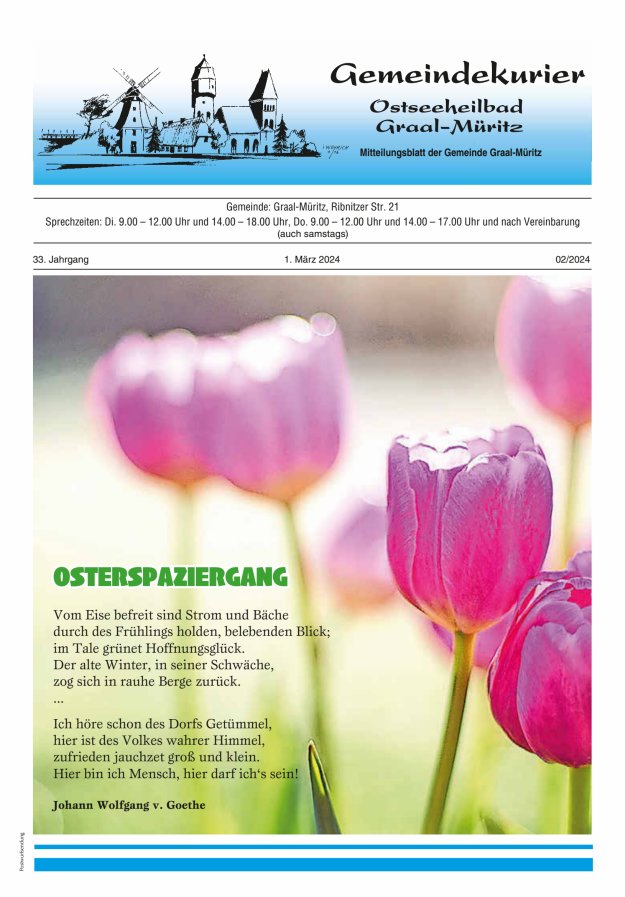 Gemeindekurier Ostseeheilbad Graal-Müritz Titelblatt 02/2024