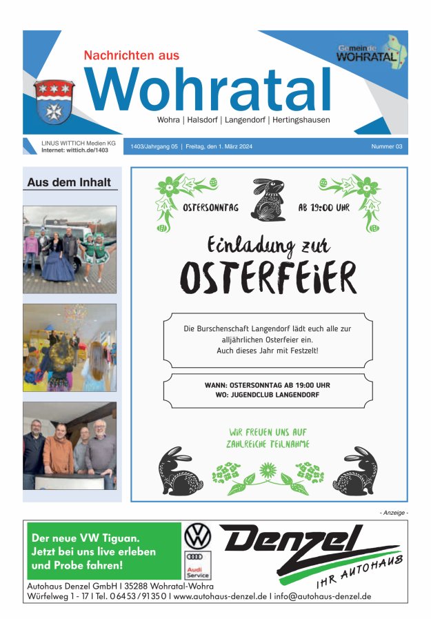 Nachrichten aus Wohratal Titelblatt 03/2024