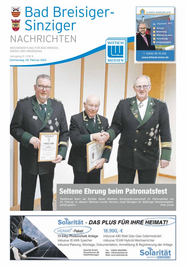 Bad Breisiger-Sinziger Nachrichten Titelblatt 09/2024