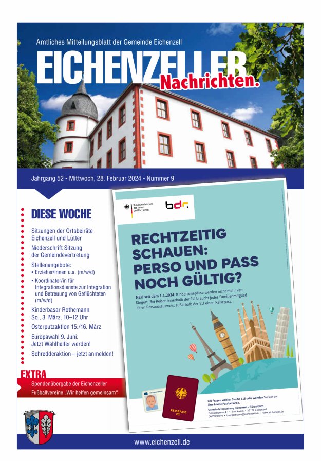 Amtliches Mitteilungsblatt der Gemeinde Eichenzell Titelblatt 09/2024