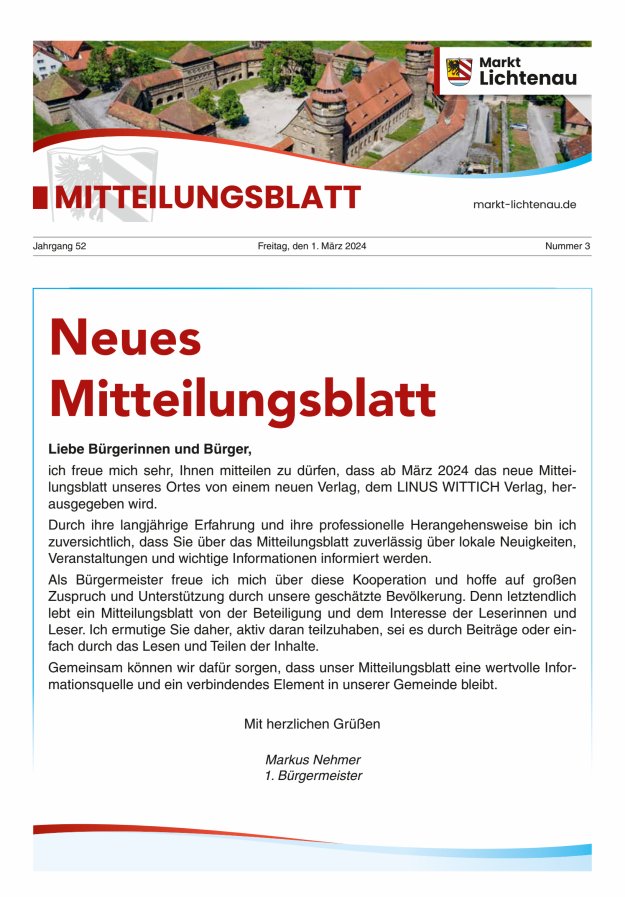 Markt Lichtenau in Bayern Titelblatt 03/2024