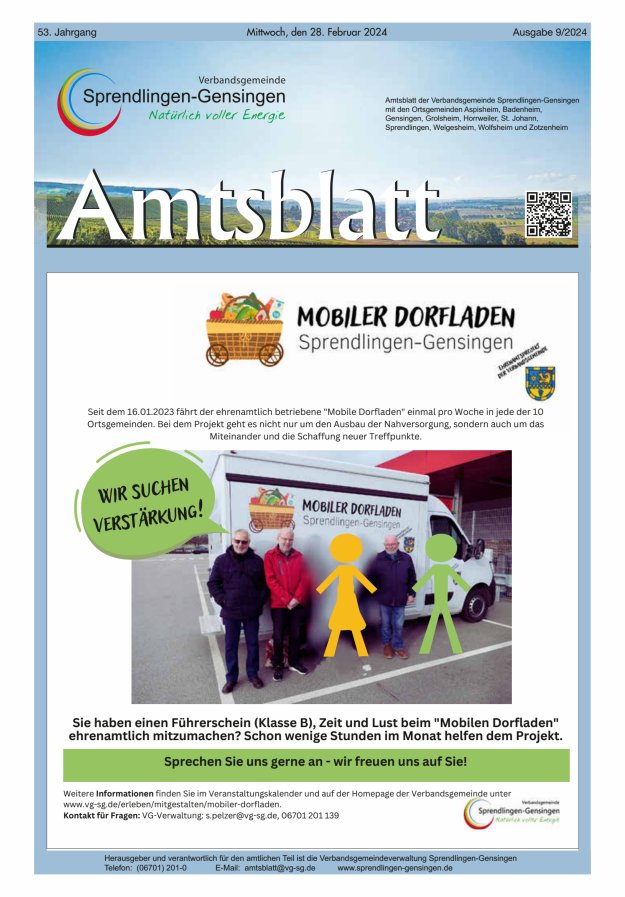 Amtsblatt VG Sprendlingen-Gensingen Titelblatt 09/2024