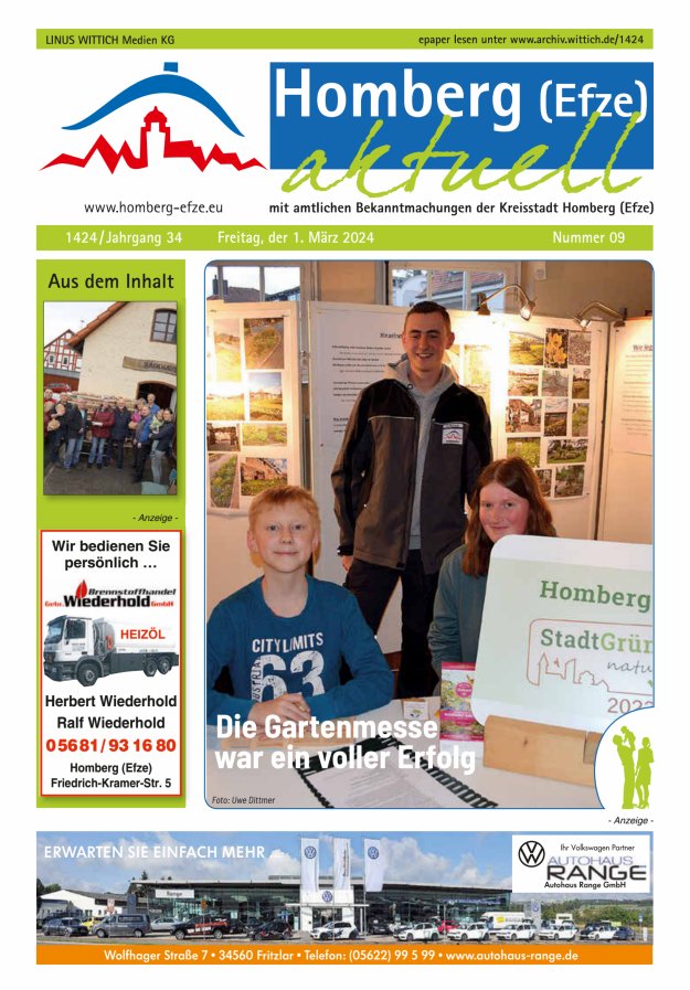 Homberg Efze aktuell Titelblatt 09/2024