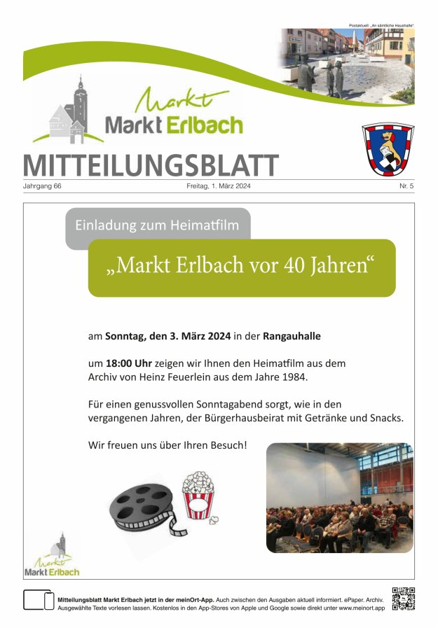 Mitteilungsblatt Markt Erlbach Titelblatt 05/2024