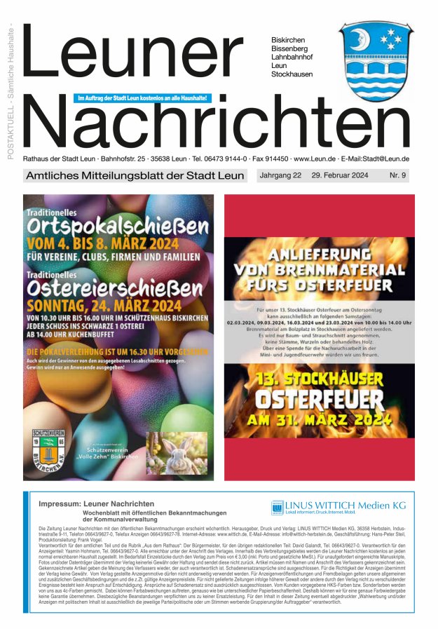 Leuner Nachrichten Titelblatt 09/2024
