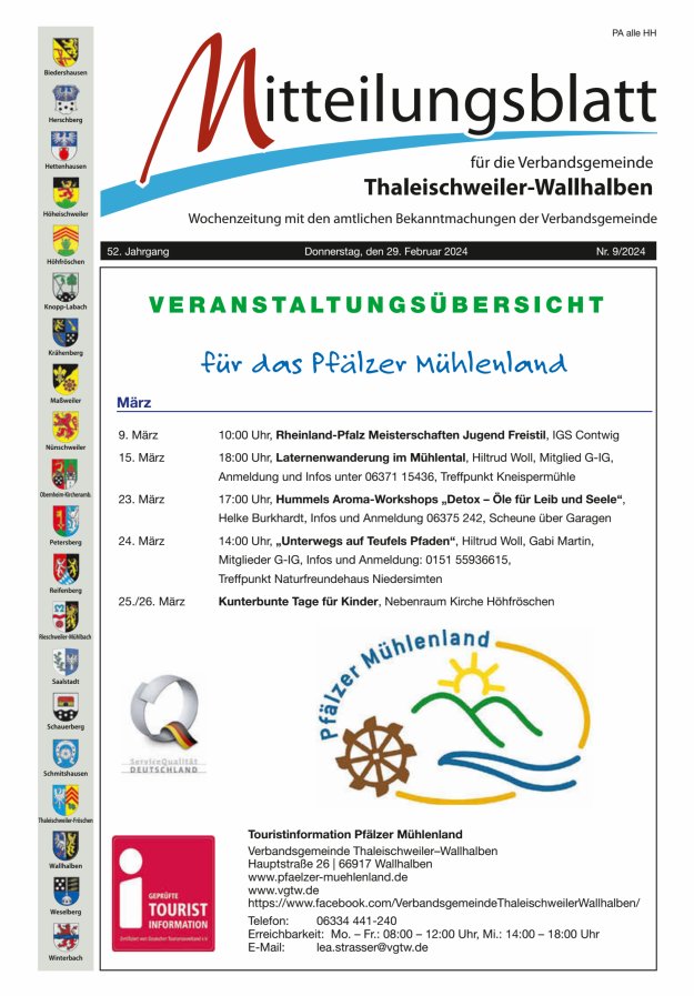 Mitteilungsblatt VG Thaleischweiler-Wallhalben Titelblatt 09/2024