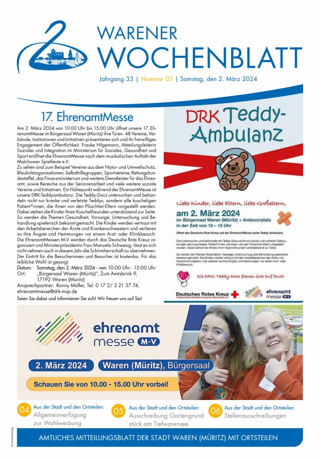 Warener Wochenblatt Titelblatt 05/2024