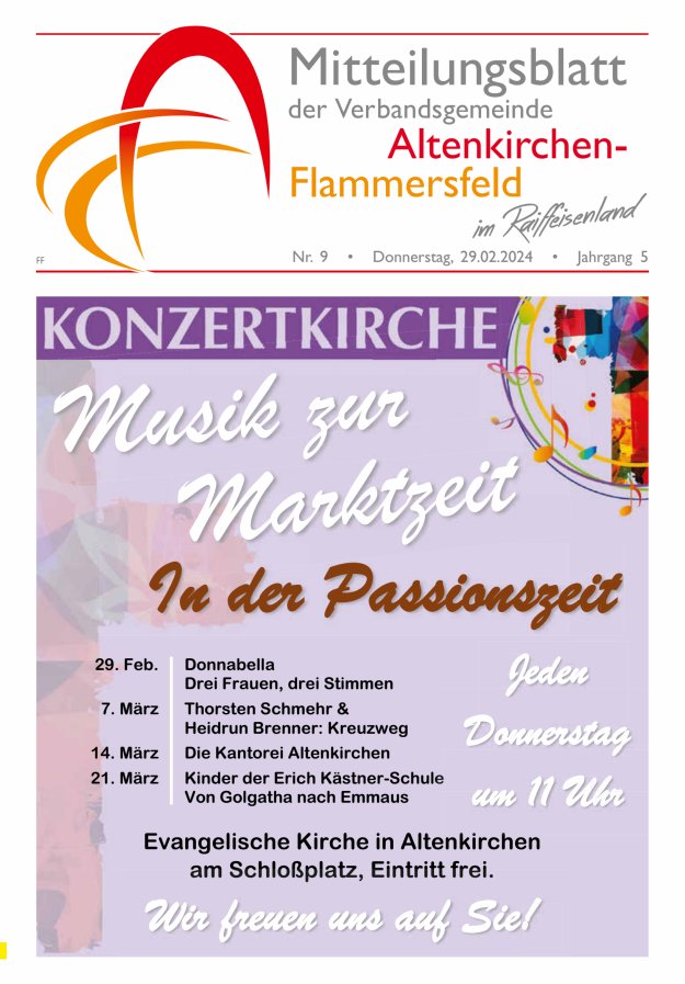 Mitteilungsblatt Verbandsgemeinde Altenkirchen-Flammersfeld Ausg Flammersfeld Titelblatt 09/2024