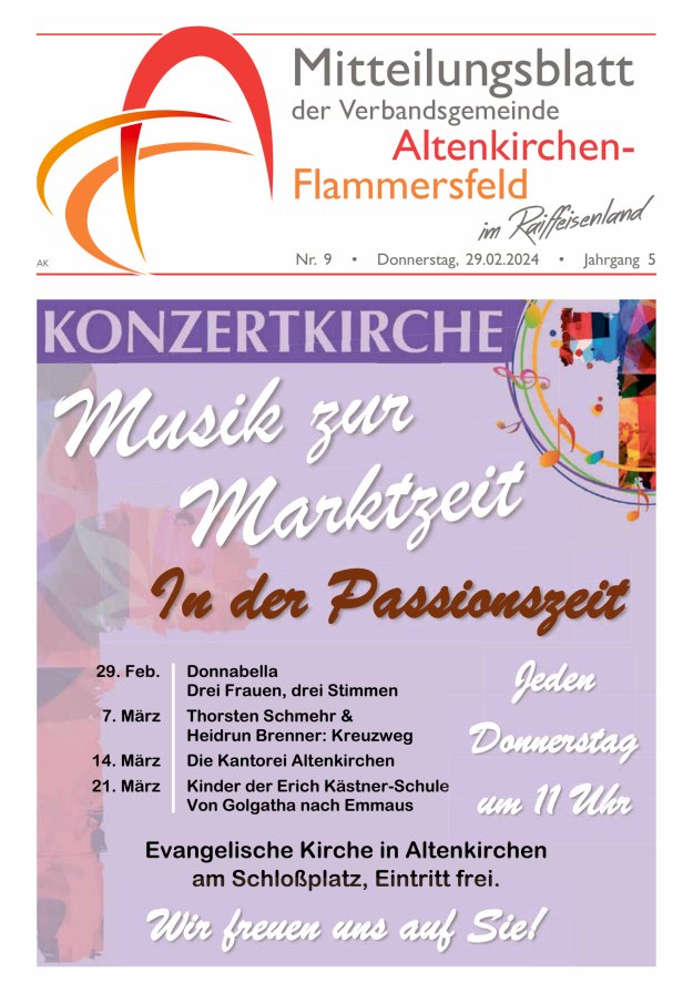 Mitteilungsblatt Verbandsgemeinde Altenkirchen-Flammersfeld Titelblatt 09/2024