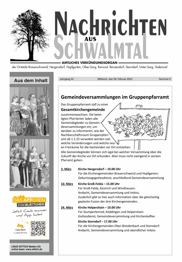 Nachrichten aus Schwalmtal Titelblatt 09/2024