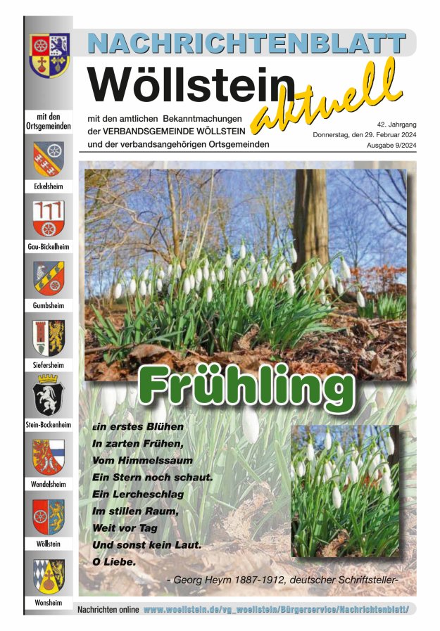 Nachrichtenblatt Wöllstein aktuell Titelblatt 09/2024