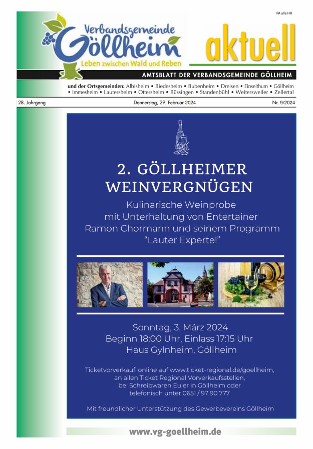 Verbandsgemeinde Göllheim aktuell Titelblatt 09/2024