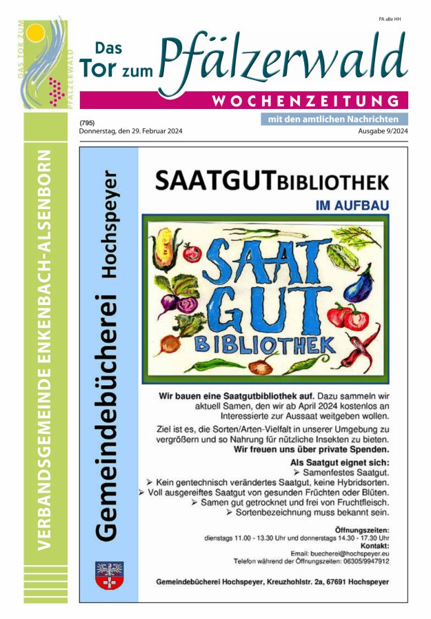 Das Tor zum Pfälzer Wald - VG Enkenbach-Alsenborn Titelblatt 09/2024