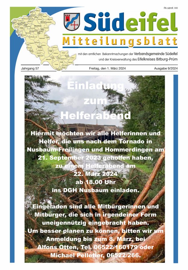 Mitteilungsblatt Südeifel Titelblatt 09/2024