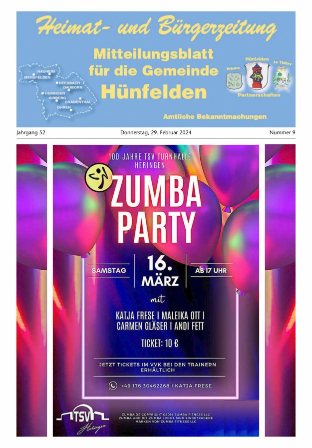 Mitteilungsblatt für die Gemeinde Hünfelden Titelblatt 09/2024