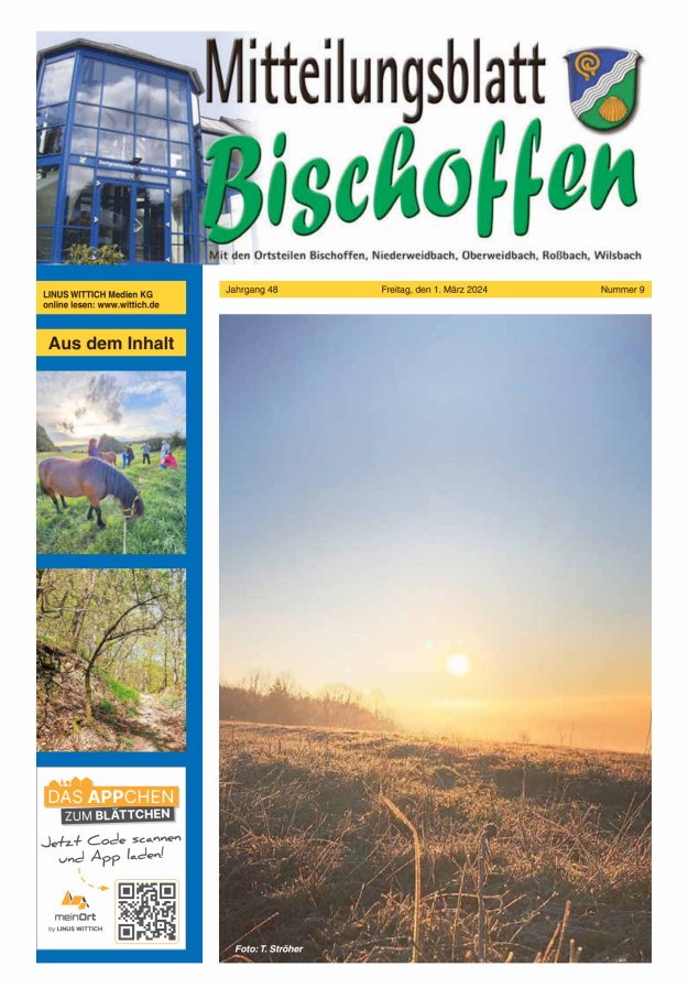 Mitteilungsblatt für die Gemeinde Bischoffen Titelblatt 09/2024