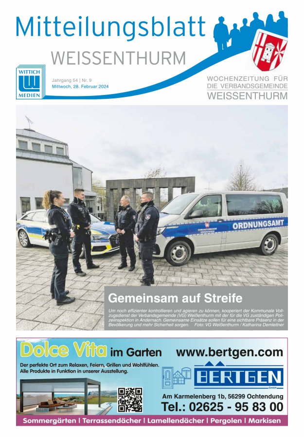 Mitteilungsblatt für den Bereich der Verbandsgemeinde Weißenthurm Titelblatt 09/2024