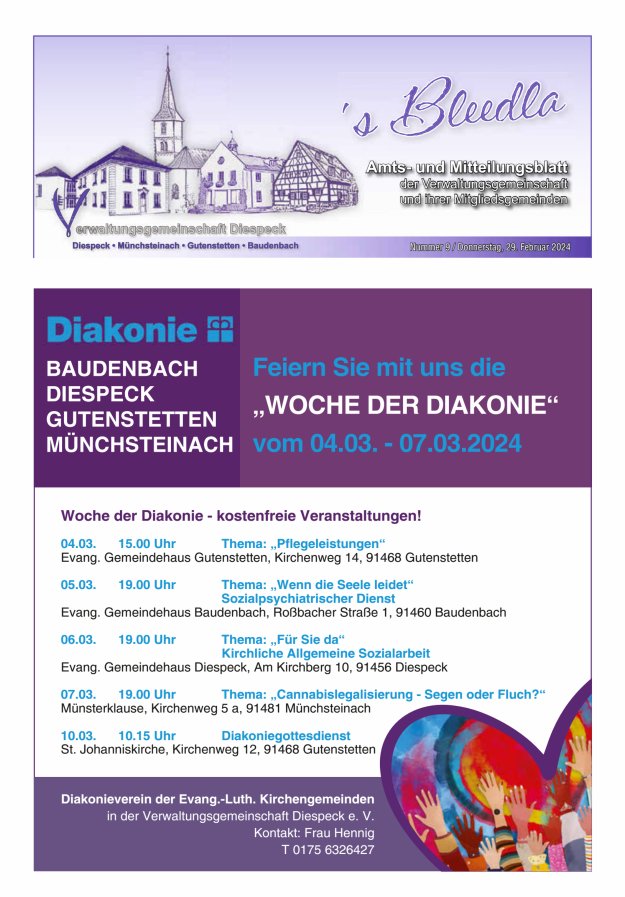 Amts- und Mitteilungsblatt VGem Diespeck Titelblatt 09/2024