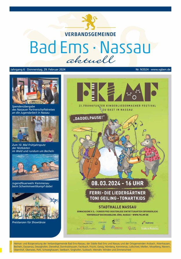 Bad Ems-Nassau aktuell Ausgabe Nassau Titelblatt 09/2024