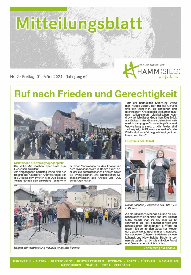 Mitteilungsblatt Hamm (Sieg) Titelblatt 09/2024