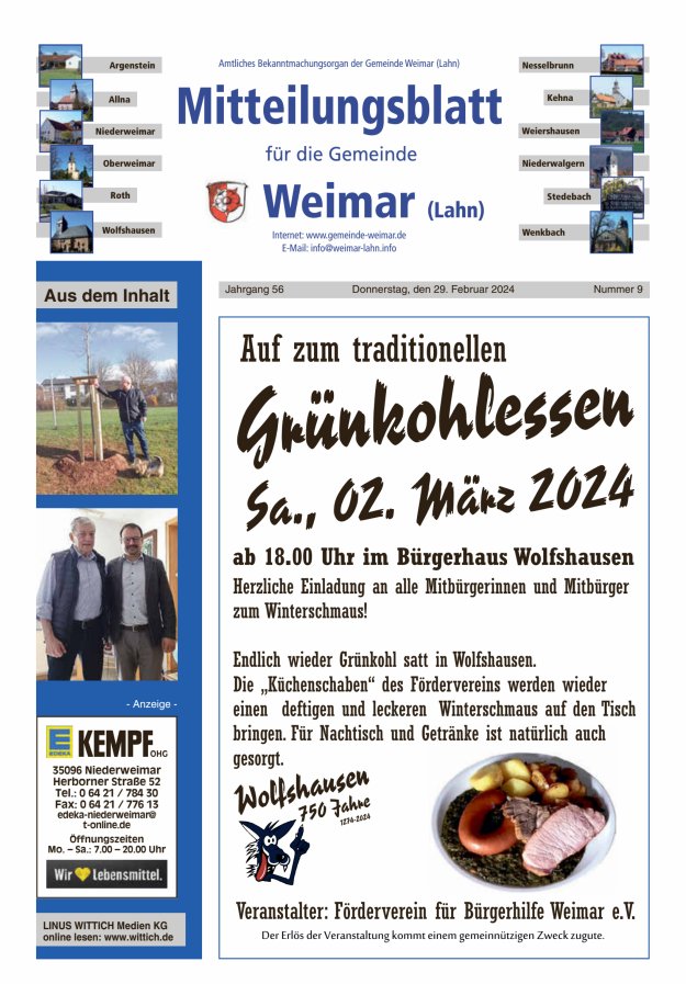 Mitteilungsblatt für die Gemeinde Weimar Titelblatt 09/2024