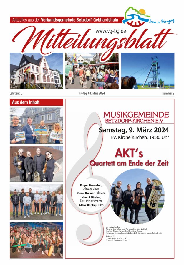 Aktuelles aus der VG Betzdorf-Gebhardshain Ausgabe Gebhardshain Titelblatt 09/2024