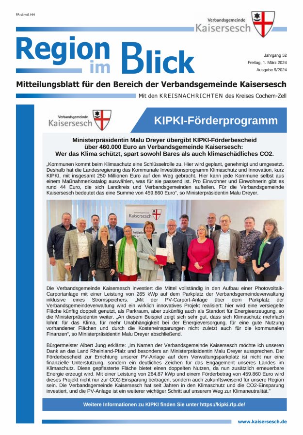 Region im Blick VG Kaisersesch Titelblatt 09/2024