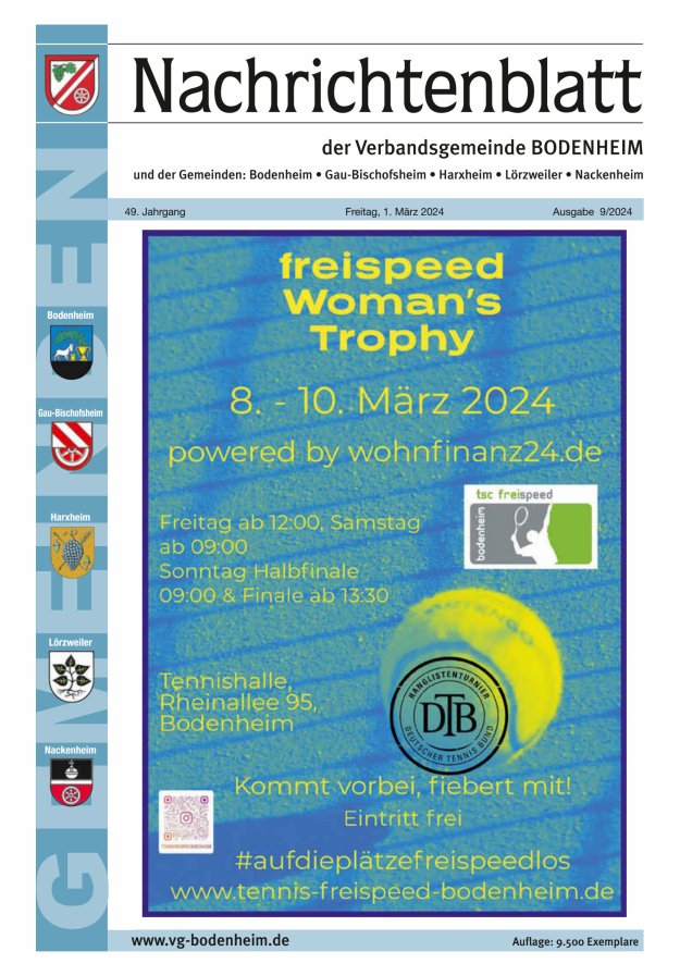 Nachrichtenblatt der VG Bodenheim              Titelblatt 09/2024