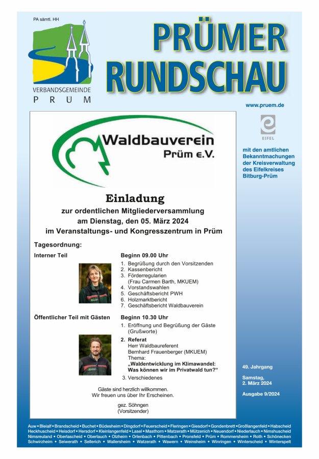 Prümer Rundschau Titelblatt 09/2024