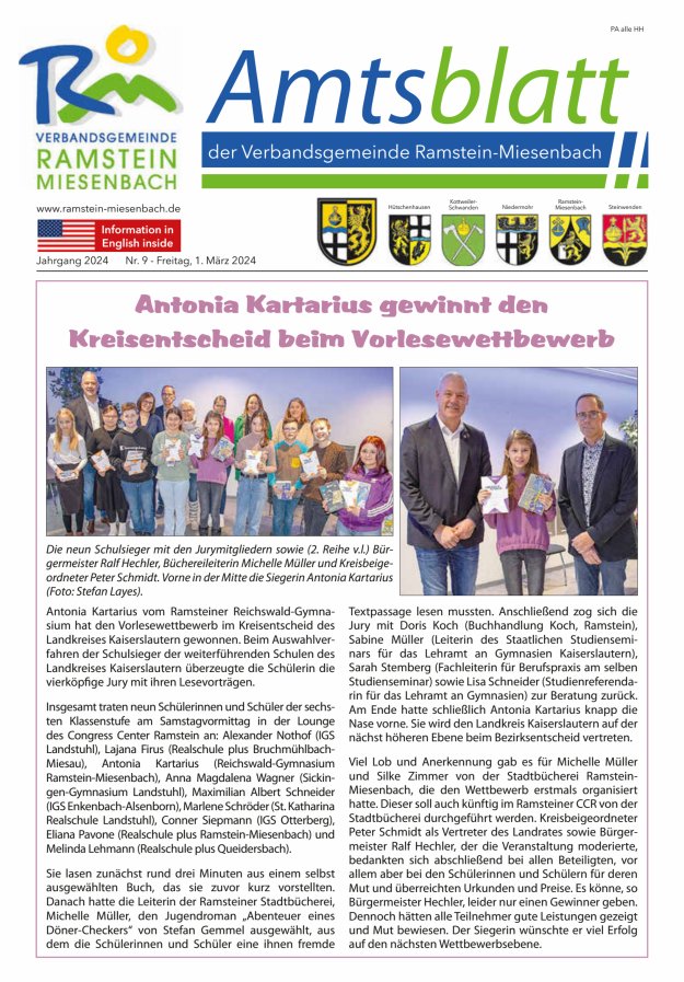 Amtsblatt VG Ramstein-Miesenbach Titelblatt 09/2024