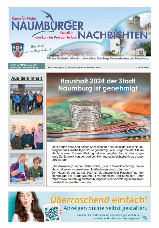 Naumburger Nachrichten Titelblatt 09/2024