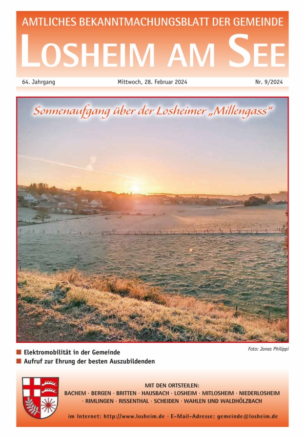 Amtliches Bekanntmachungsblatt der Gemeinde Losheim am See Titelblatt 09/2024