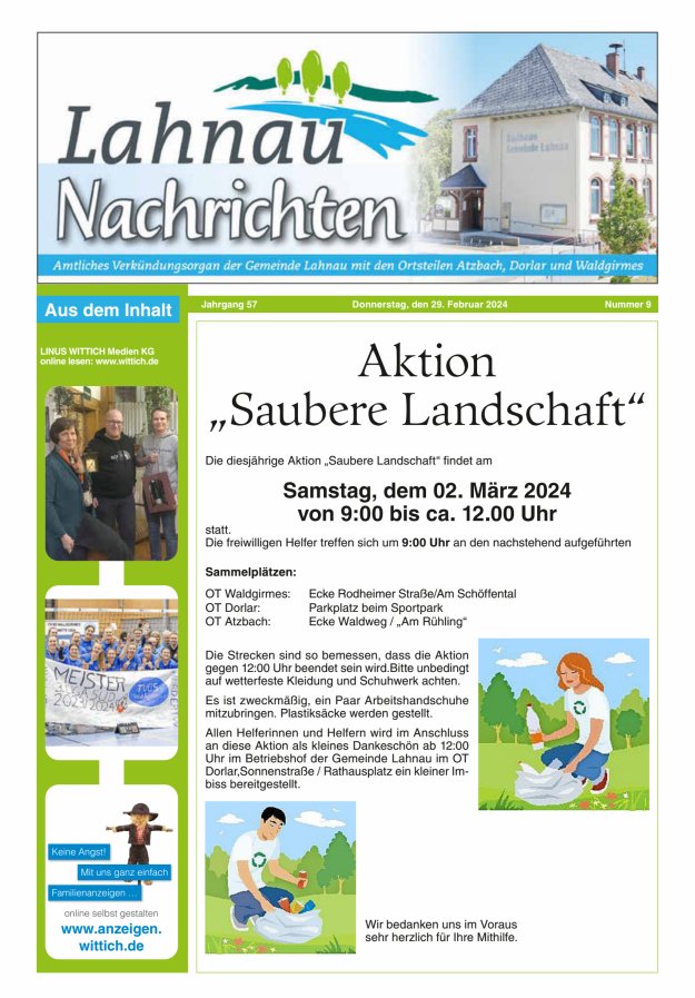 Lahnau Nachrichten Titelblatt 09/2024