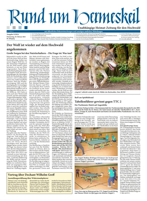 Rund um Hermeskeil Titelblatt 09/2024