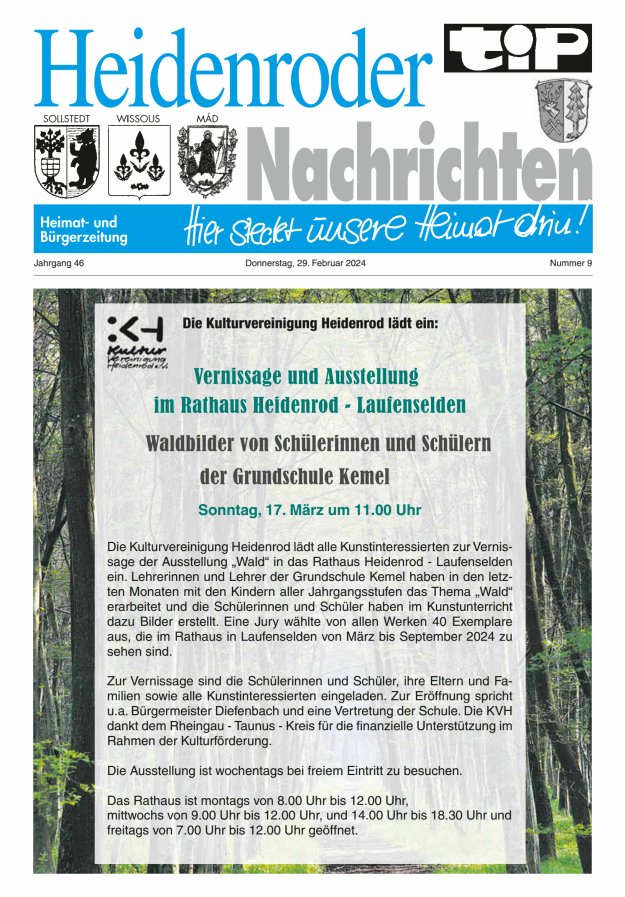 "tip" Heidenroder Nachrichten Titelblatt 09/2024