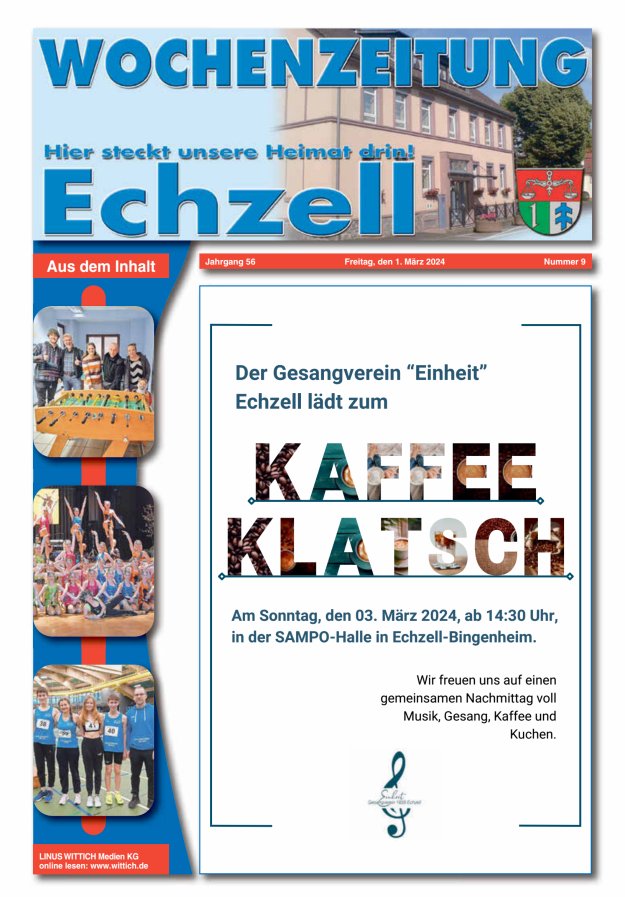 Wochenzeitung für die Gemeinde Echzell Titelblatt 09/2024