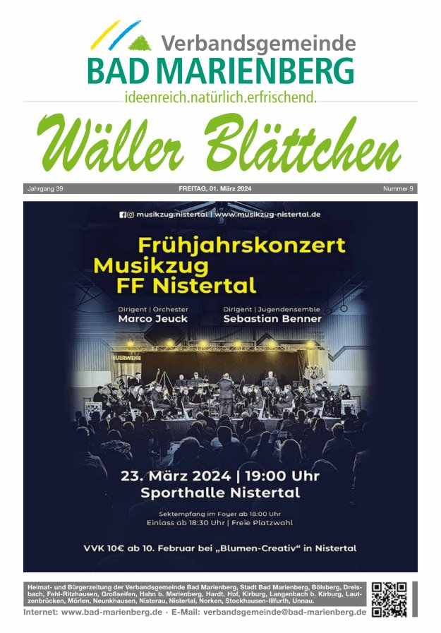 Wäller Blättchen - Verbandsgemeinde Bad Marienberg Titelblatt 09/2024