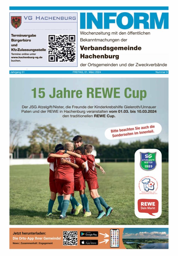 INFORM - Wochenzeitung der Verbandsgemeinde Hachenburg Titelblatt 09/2024