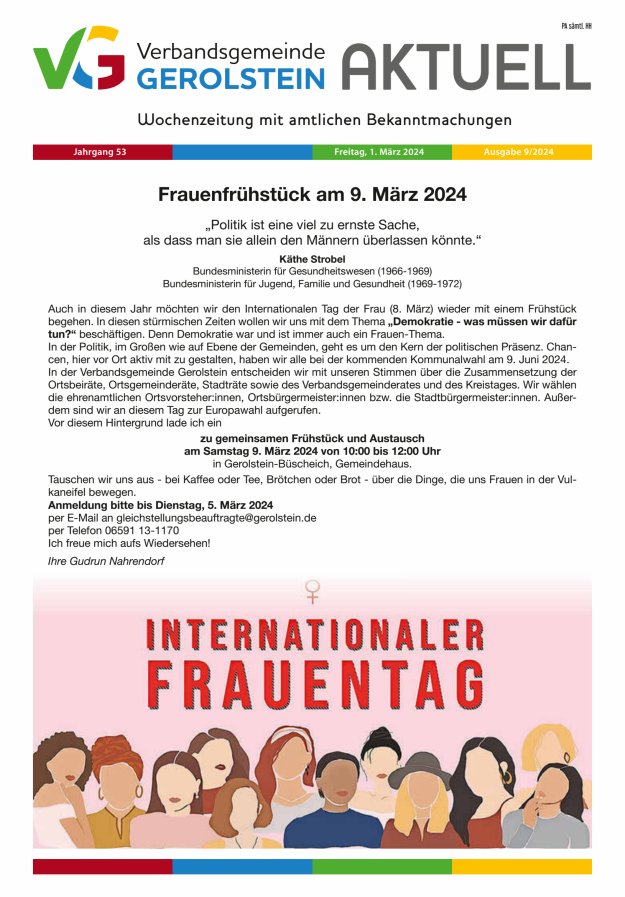 Verbandsgemeinde Gerolstein aktuell Titelblatt 09/2024