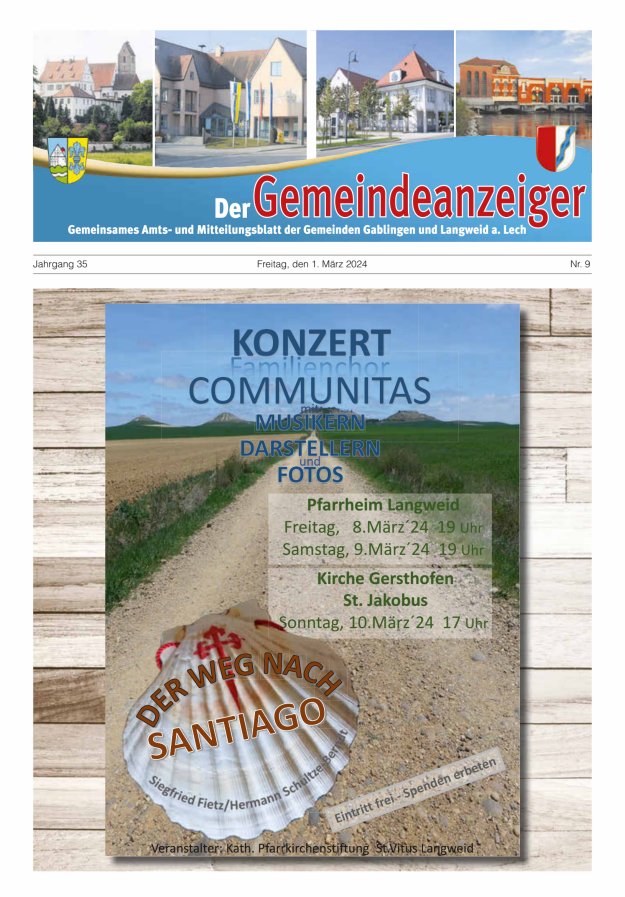 Der Gemeindeanzeiger - Gablingen Langweid Titelblatt 09/2024