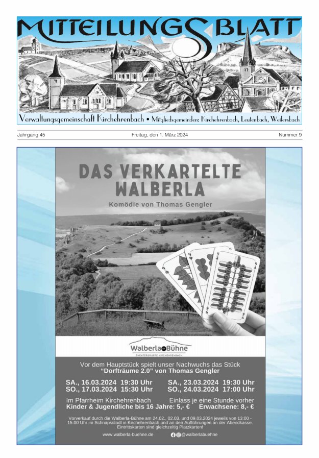 Mitteilungsblatt Verwaltungsgemeinschaft Kirchehrenbach Titelblatt 09/2024