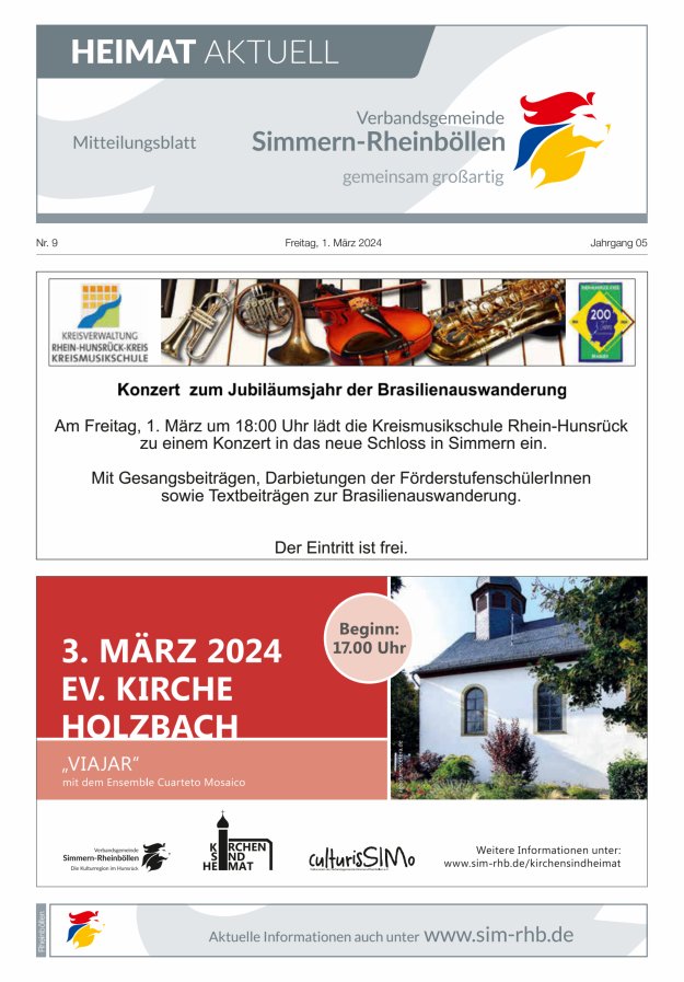 Heimat Aktuell Mitteilungsblatt der VG Simmern-Rheinböllen-Ausg Rheinböllen Titelblatt 09/2024