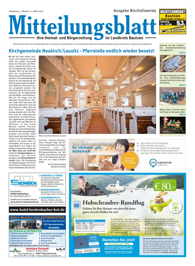 Mitteilungsblatt LK Bautzen Ausgabe Bischofswerda Titelblatt 08/2024